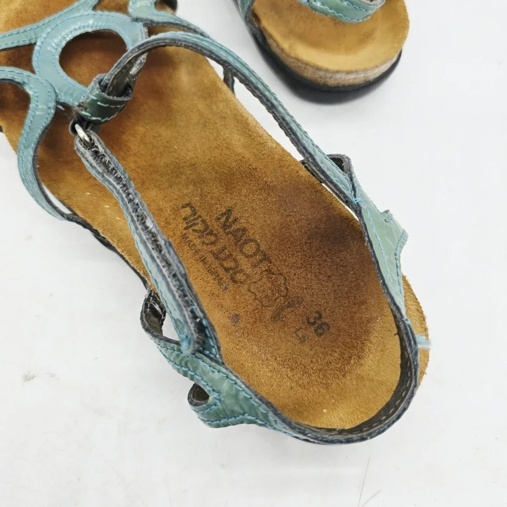 Naot Dorith Sandals Womens Size 5 (36) Leather Strappy Flat Comfort Shoes Teal